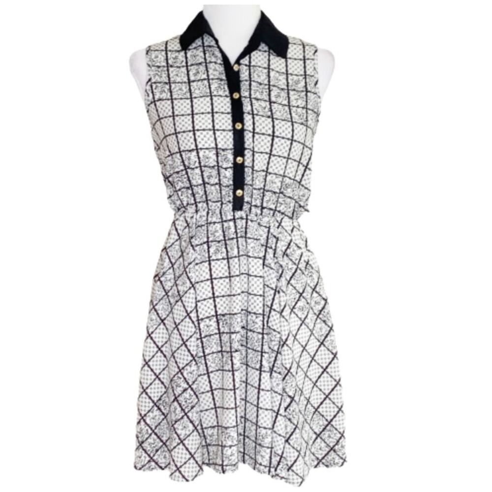 Papermoon Dress Stitch Fix Black White Sleeveless Fit Flare Dress Size XSP
